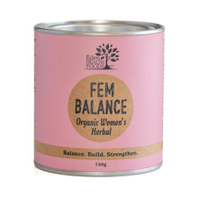 Load image into Gallery viewer, Fem Balance Women's Herbal Blend from Align Your Vibe featuring Dong Quai, Chaste Tree Berry, Wild Yam and Maca for women's wellbeing support.